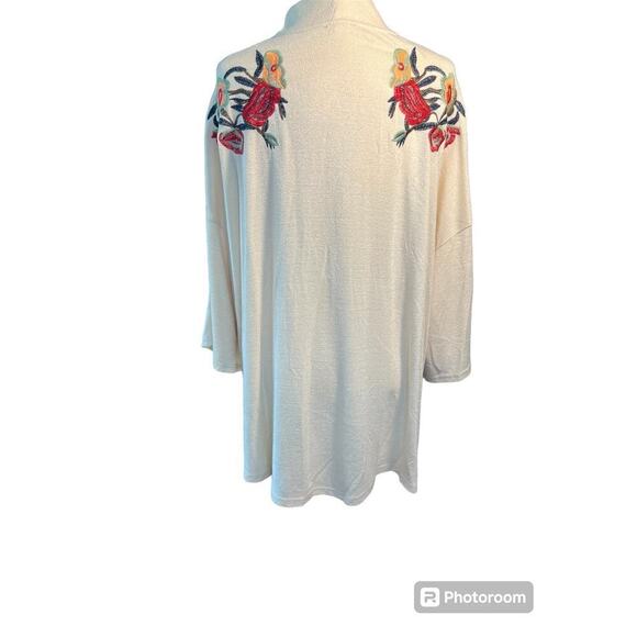 Chic Soul Embroidered Cardigan, Open Front, Floral, Multicolor, size 1XL - Picture 3 of 12